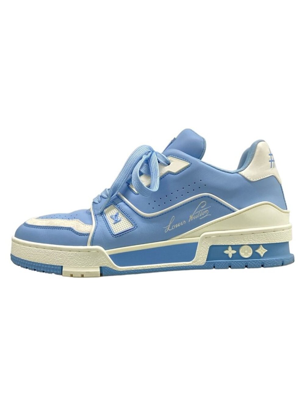 Louis Vuitton Sneakers Trainer Line Light Blue White Numbering Leather 5.5